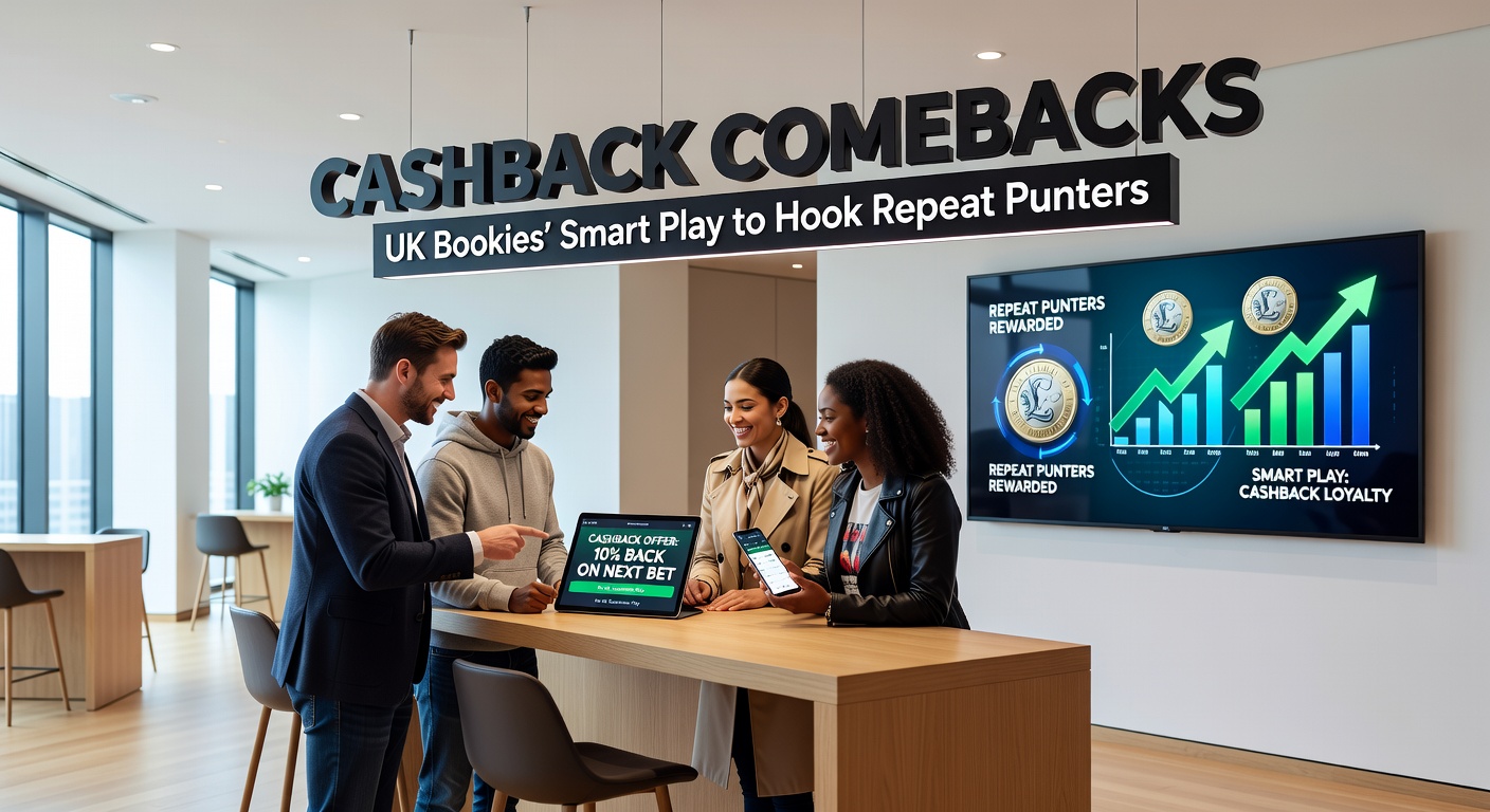 Graph showing rising cashback redemption rates among UK bookmakers in 2026, with icons of popular sports like football and horse racing
