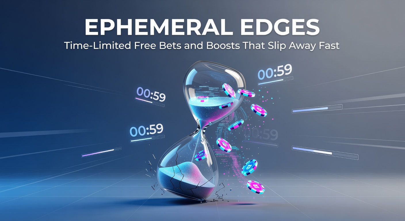 A digital clock ticking down on a betting interface showing a free bet offer expiring soon, with odds boosts flashing in the background