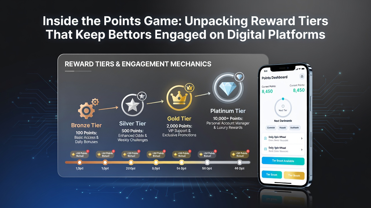 Infographic showing reward tier levels from bronze to platinum with corresponding benefits listed