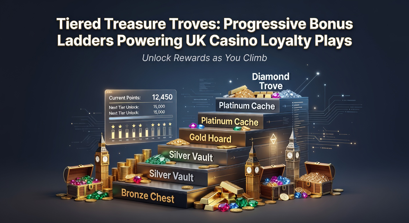 Screenshot of a UK casino app dashboard displaying tier progress bar, bonus multipliers, and reward notifications for a Gold-level player