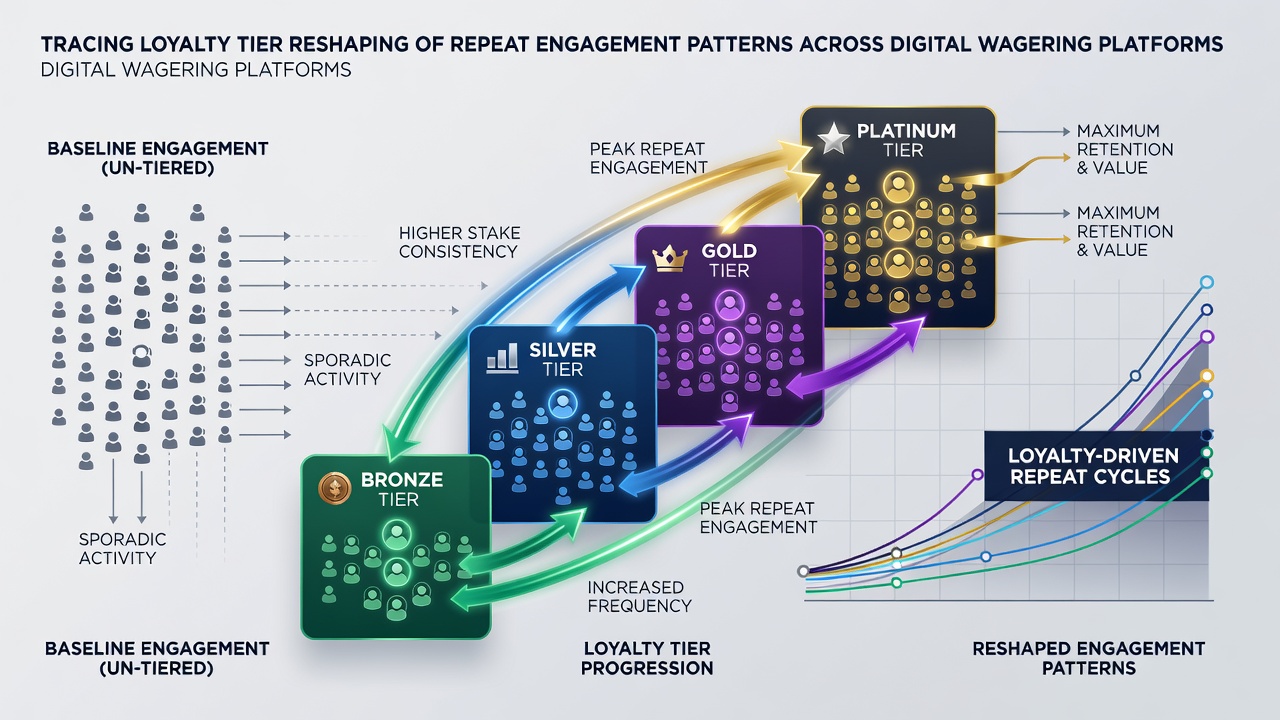 Analytics dashboard displaying engagement metrics and loyalty tier distribution over time