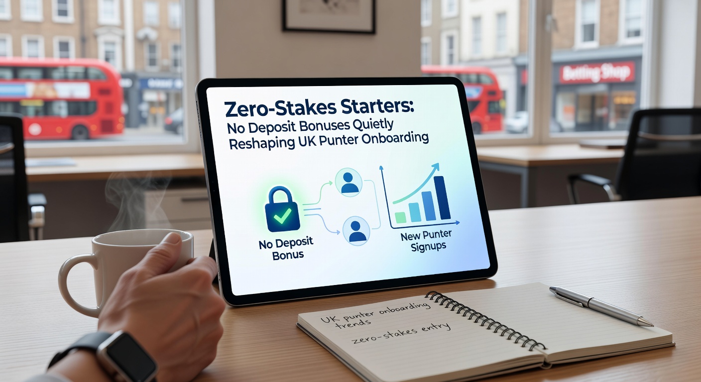 A sleek mobile betting app screen displaying a no-deposit bonus offer for new UK users, highlighting free spins and bets without upfront payment